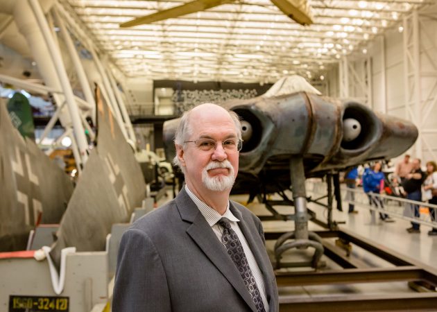 Russ Lee stands next to the Horten Ho 229 