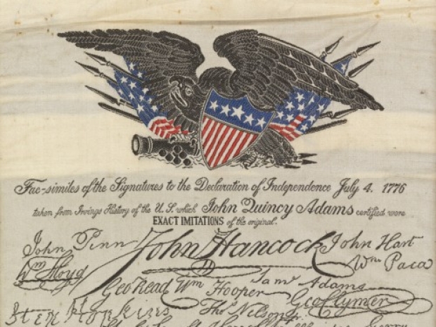 commemorative facsimile of the signatures on the Declaration of Independence 