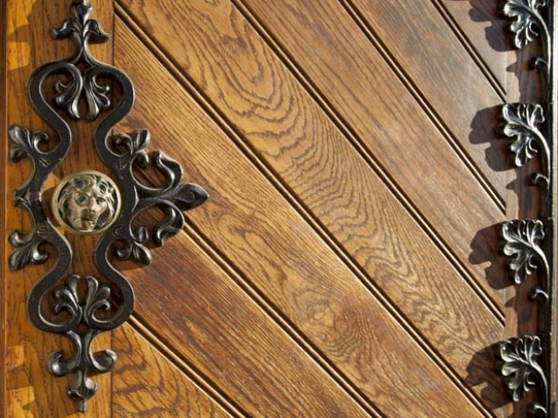 door with ornate hardware