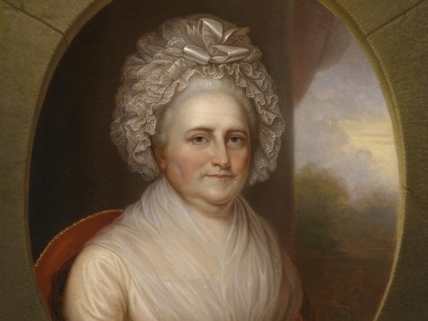 Martha Washington in lace cap.