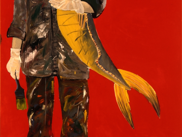 Self-Portrait with Fish and Cat by Joan Brown