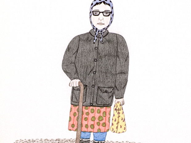 Pencil drawing of woman