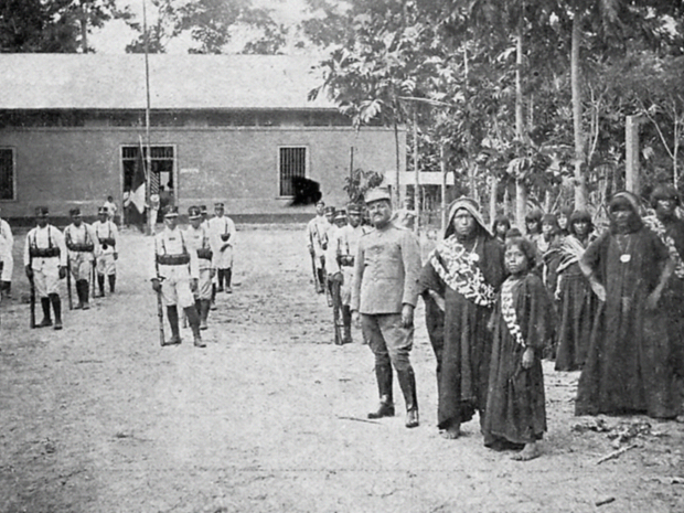 Troops with native people