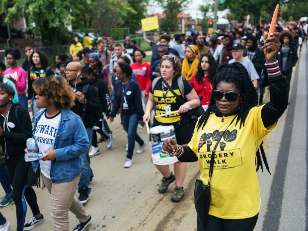 Group of people marching