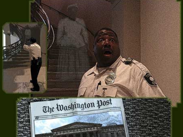 guard startled by ghost at NPG