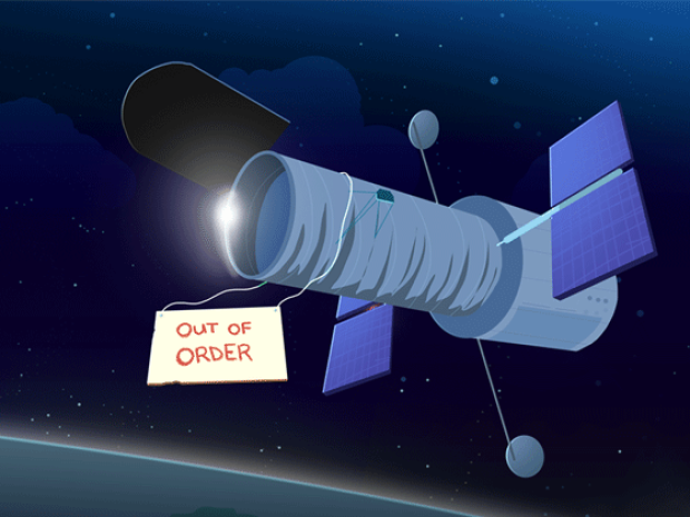 Hubble telescope with out of order sign
