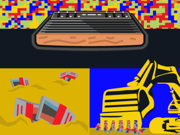 Atari joy stick and game console.