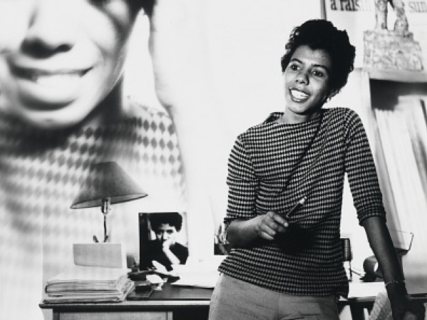 Lorraine Hansberry in her Greenwich Village apartment