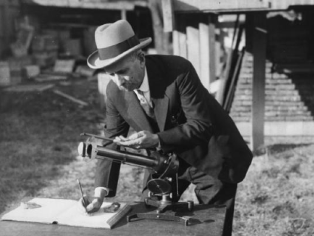 Secretary Abbot reading the pyrheliometer