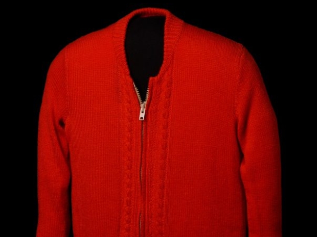 red cardigan