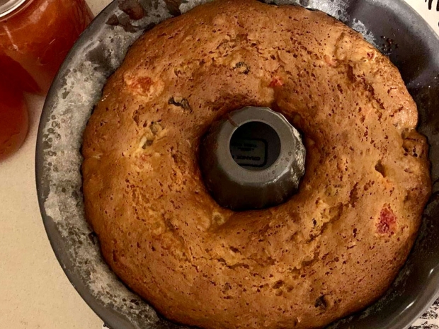 cake in a Bundt style baker