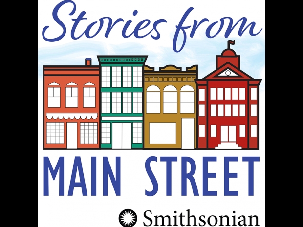 Illustration of four older homes along a street. 