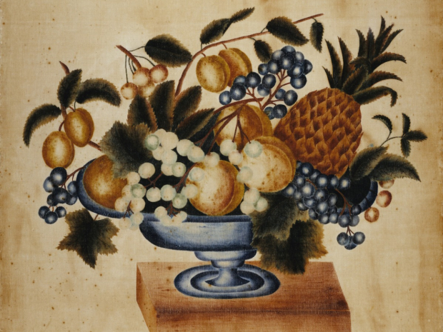 still life with fruits and plants