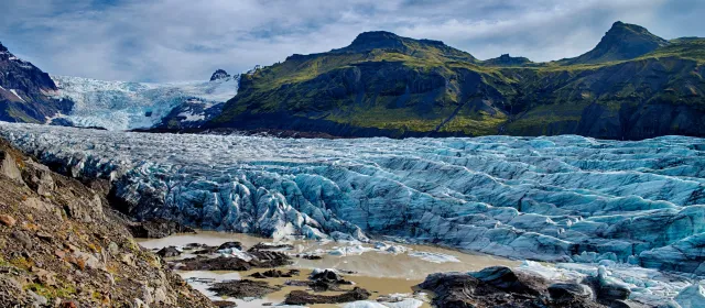 glacier and green mountain