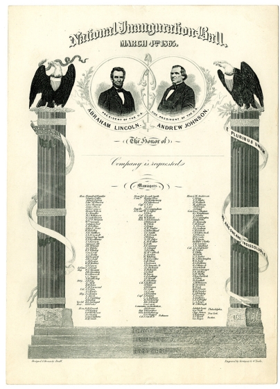 President Lincoln’s Inaugural Ball Invitation, 1865